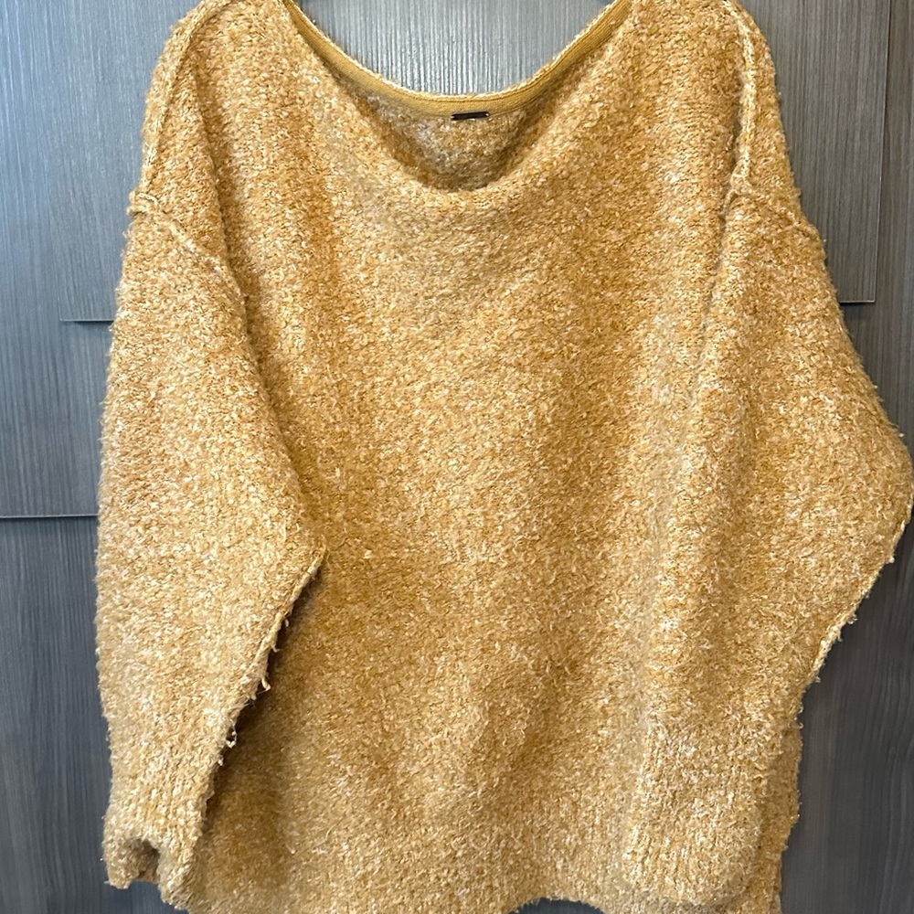Free People Golden Tan Crew Neck Sweater